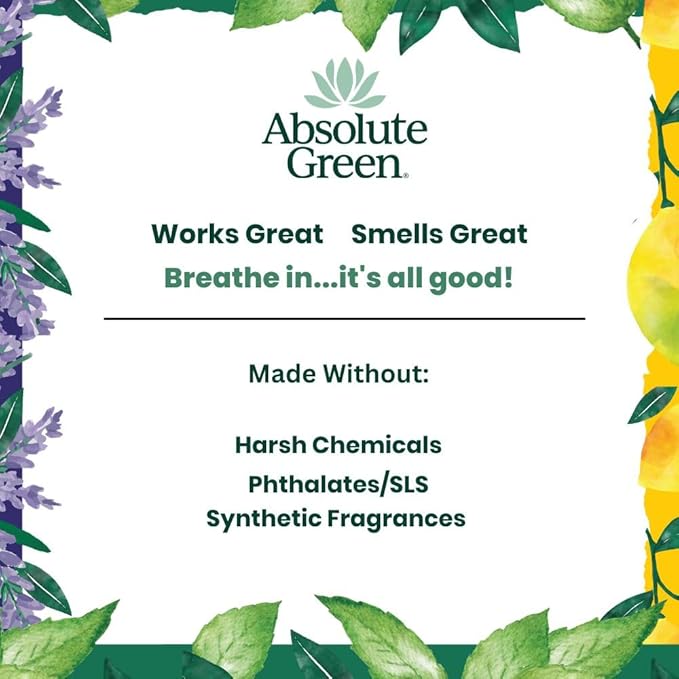 Absolute Green All Purpose Cleaner Spray, Non-Toxic, Kitchen, Bath, Countertop, Stainless, Safe around Kids + Pets, Natural Lemon Scent, 25 oz (2 Pack)
