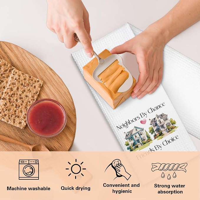 Neighbors by Chance Friends by Choice Kitchen Towels 2 Pack, Kitchen Towels Set for Housewarming, Housewarming Gifts for Homeowners Neighbor Friend, First Time Home Owner Gifts Ideas