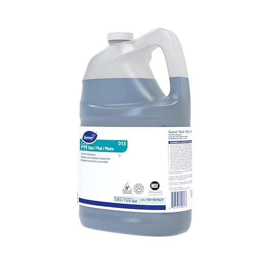 Diversey 101107827 SUMA DISH D1.5 Pot & Pan Detergent, Manual Dishwashing Liquid, Floral Scent, Concentrated Grease-Cutting Formula, Commercial Kitchen & Foodservice Use, 1-Gallon (3.78 L)