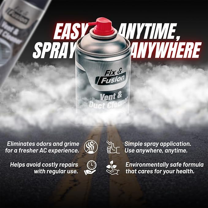 FIX & FUSION A/C Vent and Duct Cleaner (13.5 oz)| Foaming Spray for Car Air Conditioner | Freshens & Cleans Dust Build-Up | Fast, No-Rinse Formula | Automotive HVAC Refresher & Detailer (12 Pack)
