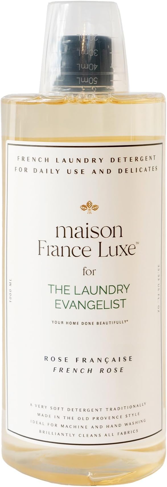 The Laundry Evangelist Enzyme-Free Laundry Detergent, Plant-Based Wash for Delicate Fabrics, Gentle on Silk, Wool & Fine Garments, French Rose Scent, 33.3 fl oz