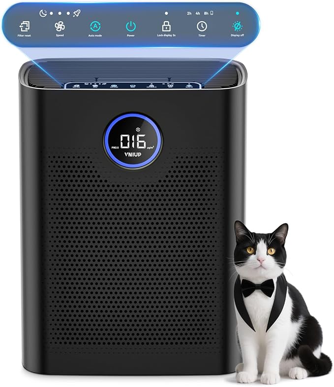 Air Purifiers for Home Large Room up to 3000 ft², VNIUP True Air Purifier for Bedroom, PM 2.5 Display Air Quality Sensor Air Cleaner for for Whole Home Dorm Room Bedroom Office, ZQA-8000A
