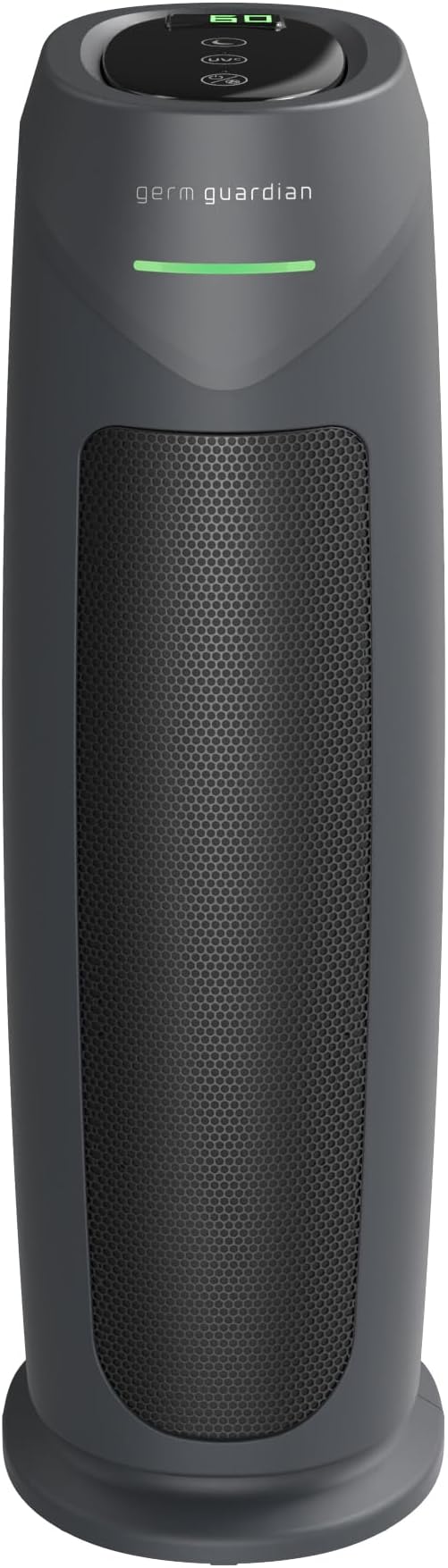 GermGuardian HEPA Indoor Large Room Air Purifier for Home - Pet Dander, Dust, Pollen, Smoke, and Odors in Bedroom, Office, and Kitchen - Air Quality Monitor and UV-C Light Combo - Gray