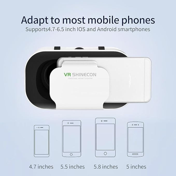 Virtual Reality Headset VR Glasses Compatible with iPhone and Android Adjustable 3D VR Phone Headset for 4.7 to 6.5 Inch, with Controller for Movies and Mobile Games