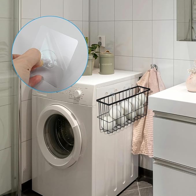 Picowe Large Laundry Lint Bin Organizer with 2 Hooks for Storage, Holds 6 Dryer Balls (Black, XL)