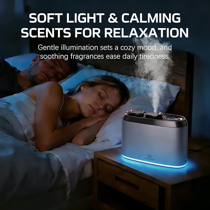 2026 Dual Nozzle Waterless Diffuser with APP & Button Control | Cordless Portable Aroma Diffuser with APP & Button Control, LED Ambient Light for Home Bedroom Office Travel Camping