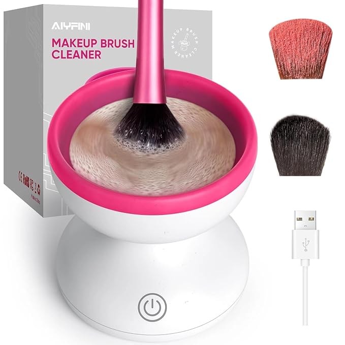 Alyfini Makeup Brush Cleaner Machine-Professional Electric Make up Brushes Cleaner Cleanser Solution for Kabuki Foundation Liquid Powder Face Makeup Self Tanner Brush,Gifts for Women Stocking Stuffers | Professional Make Up Brush Cleaner Cleanser Machi...
