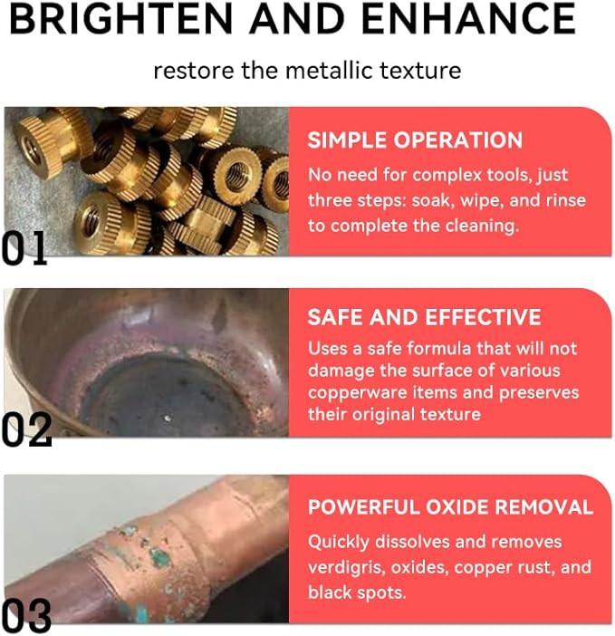 Copper Cleaner & Rust Remover & Polish - Suitable for Polishing, Cleaning, Restoring, and Brightening Copper Materials (500 ml)
