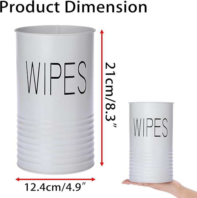 Kokone Wipes Dispenser Farmhouse Wipes Container with Matte Finish Compatible for Clorox Lysol Sturdy Galvanized Iron Wipes Holder for Kitchen,Bathroom,Office,School Table Countertop,White