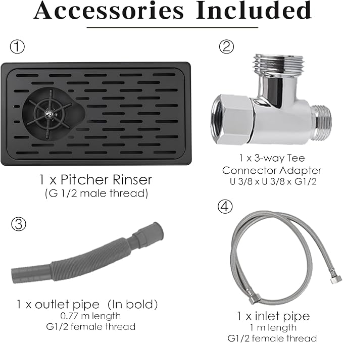 Pitcher Rinsers，Pitcher Washer, Espresso Washer And Spray, Drainage And Drip Tray, 304 Stainless Steel Bar Glass Washer Sink, Suitable For Home Kitchen, Hotel, Coffee Shop, Restaurant (Black)