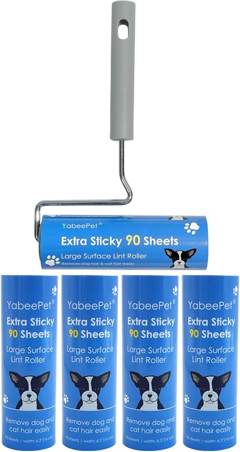 6.3'' Large Lint Rollers for Furniture Bed Couch, Sticky Rollers for Pet Hair Extra Sticky, 1 Roller + 450 Sheets