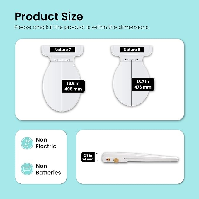 VOVO Nature 7 Non-electric Bidet Toilet Seat, Fits Elongated Toilets, Ambient Water Temperature, Easy Installation - White