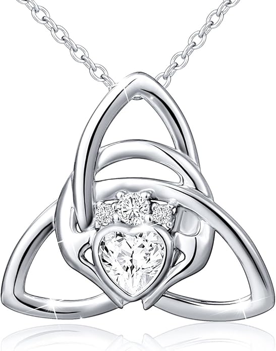 FLYOW 925 Sterling Silver Good Luck Irish Jewelry Celtic Knot Pendant Necklace for Women Birthday Graduation Gift