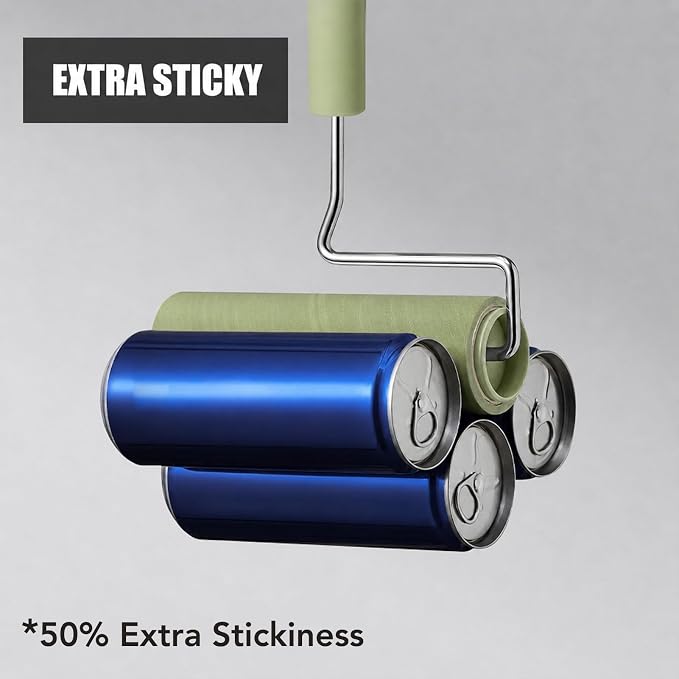 Extra Sticky Large Surface Lint Roller, 6.3'' Giant Lint Roller for Pet Hair, Long Handle Lint Remover for Clothes, Furniture, Dog & Cat Hair Remover (4 Refills)