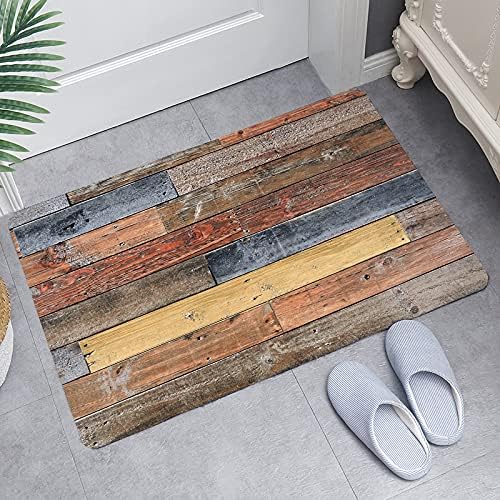WODEJIA Flannel Mat Non Slip Bedside and Living Room,Clearance MatS Absorbent Moisture Dust Forlaundry Room,Bath Rugs Sponge Foam Soft for Bathroom and KitchenRustic Old Wooden Board 30 x 18 Inches