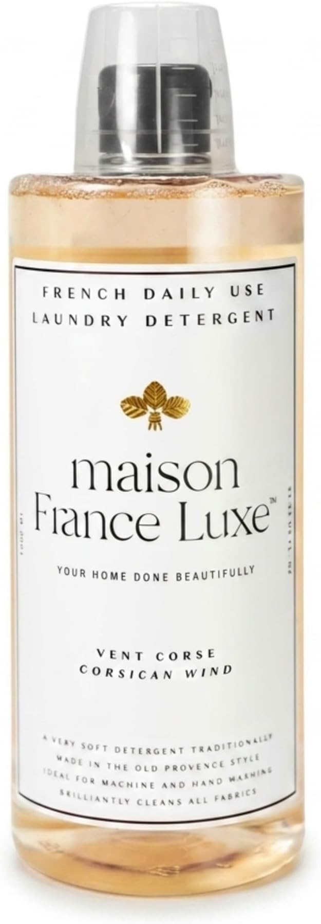 French Laundry Detergent, Plant Based Laundry Soap With Olive Oil and Coconut Oil for Machine or Hand Wash, Daily Use Formula for Colors and Whites, Corsican Wind, 34 Fl Oz