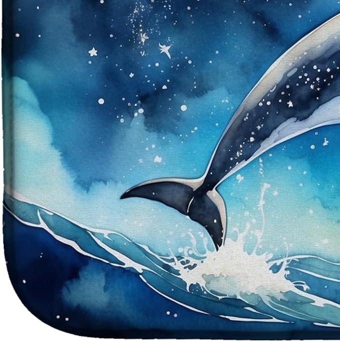 Caroline's Treasures Dolphin in a Starry Sea Dish Drying Mat Absorbent Dish Drying Mat Pad for Kitchen Counter Dish Drainer Mat for Countertop, 14 x 21", Multicolor