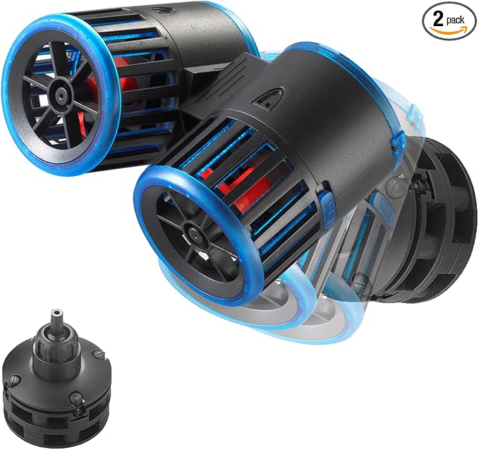 Carefree Fish Aquarium Magnetic Dual Powerheads 8W 1800Gph for 5~25Gal Fish Tank Wave Maker Quiet and Strong Submersible Water Circulation Pump for Freshwater and Saltwater