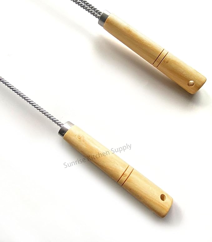 SUNRISE Fryer Brush with Long Handle (Brass, L and Single Brush)