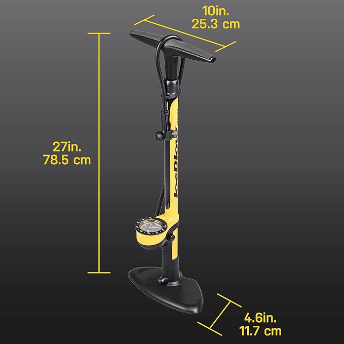 Topeak JoeBlow Sport III High-Pressure Bike Floor Pump – 160 PSI, Durable Steel Barrel, 3” Analog Gauge, TwinHead DX5 Pump Head, Long Hose, Ergonomic Handle, Fits Presta, Schrader, & Dunlop Valves | floor-bike-pumps