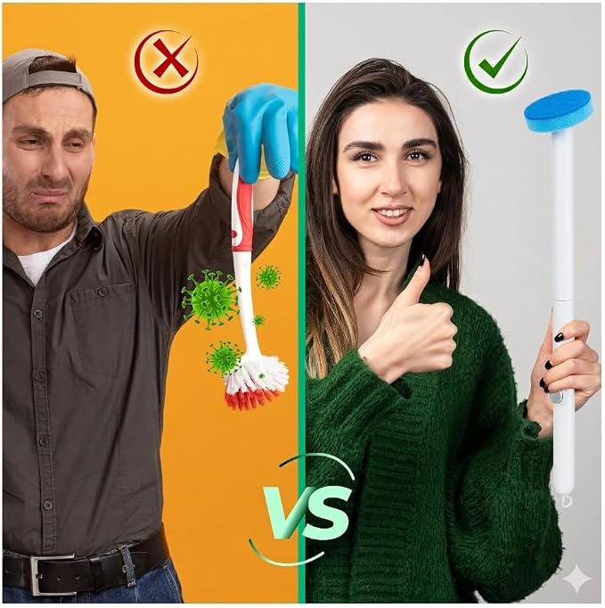 CiLoN 30 Pads Auto Lid Opener Disposable Toilet Bowl Brush & Holder System | Wall-Mounted Disposable Toilet Cleaning Set For Touch Free Space-Saving Hygienic Modern Bathrooms (Ocean Breeze + 30 Sponge)