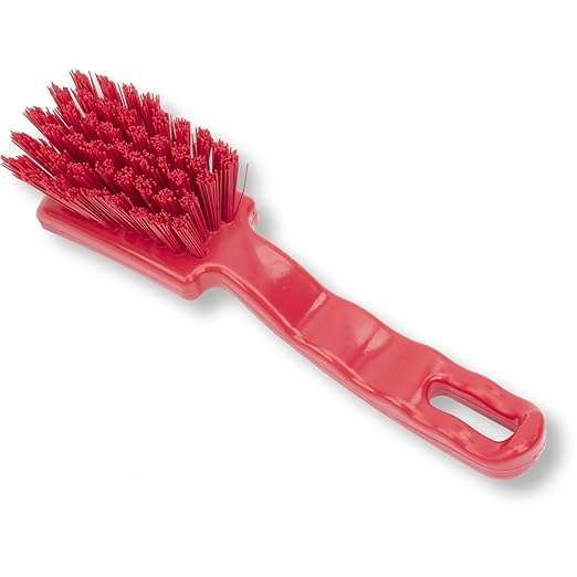 SPARTA 41395EC05 Plastic Scrub Brush, Detail Brush, Kitchen Brush With Hanging Hole For Cleaning, 7 Inches, Red, (Pack of 6)