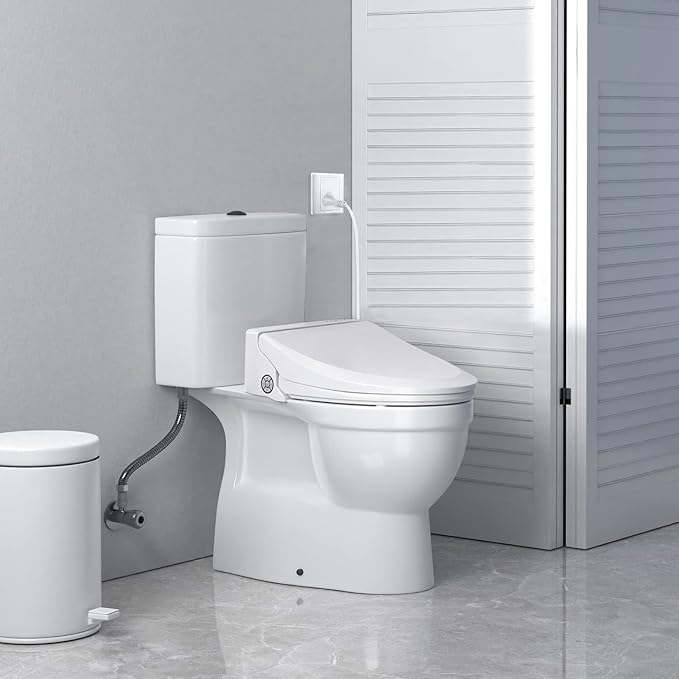 ZMJH A102DS-W Electronic Bidet Toilet Seat, Round, Smart Unlimited Warm Water, Heated Seat with Slow Closes, Vortex Wash, Warm Dryer, Rear and Front Wash, Remote Control, Night Light, White