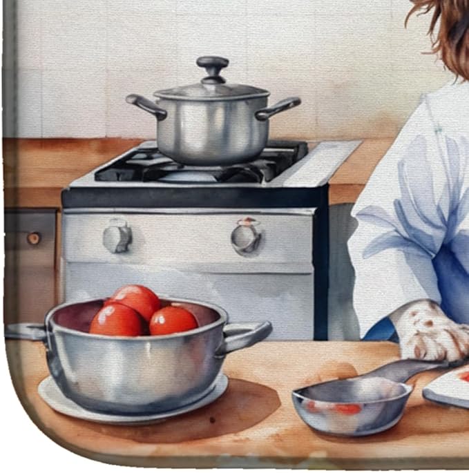Caroline's Treasures DAC6247DDM English Springer Spaniel The Chef Dish Drying Mat Absorbent Dish Drying Mat Pad for Kitchen Counter Dish Drainer Mat for Countertop, 14 x 21", Multicolor