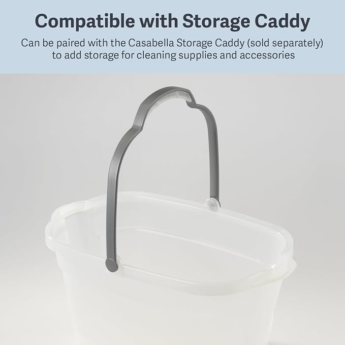 Casabella Cleaning Bucket Rectangular for Mopping or Storage with Handle and Built-In Pour Spouts, 4-Gallon, Clear