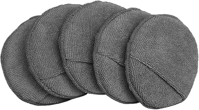 Compatible for 5/10Pcs Car Detailing Applicator Pads Wax Polish Microfiber Round Foam Sponges Soft Cleaning Tools(Grey 5Pcs)