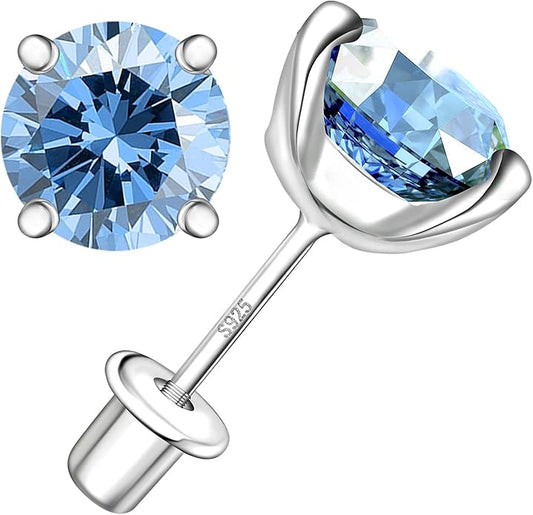 Moissanite Screw Back Earrings Studs - 0.2CT-4CT Moissanite Earrings for Women 925 Sterling Silver Piercing Real Colorful Moissan Hypoallergenic Jewelry Ear Stud Gifts