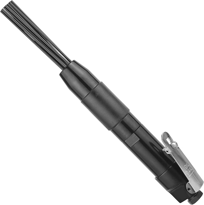 Compact Air Needle Scaler, 12 Hardened Steel Needles, Pneumatic Rust Slag Paint Dirt Remover, 3mm Needle Scaler Tool