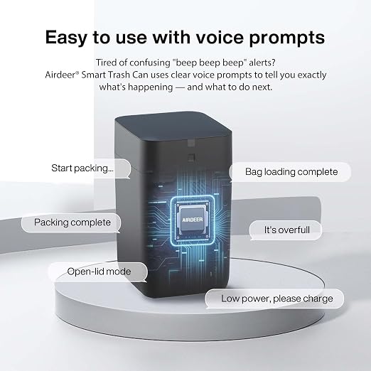 Airdeer Automatic Trash Can, 4 Gallon Self Sealing and Self-Changing Smart Trash Can Motion Sensor, Touchless Garbage can with lid for Kitchen Bathroom Bedroom, 6 Refill Rings(A1, Black)