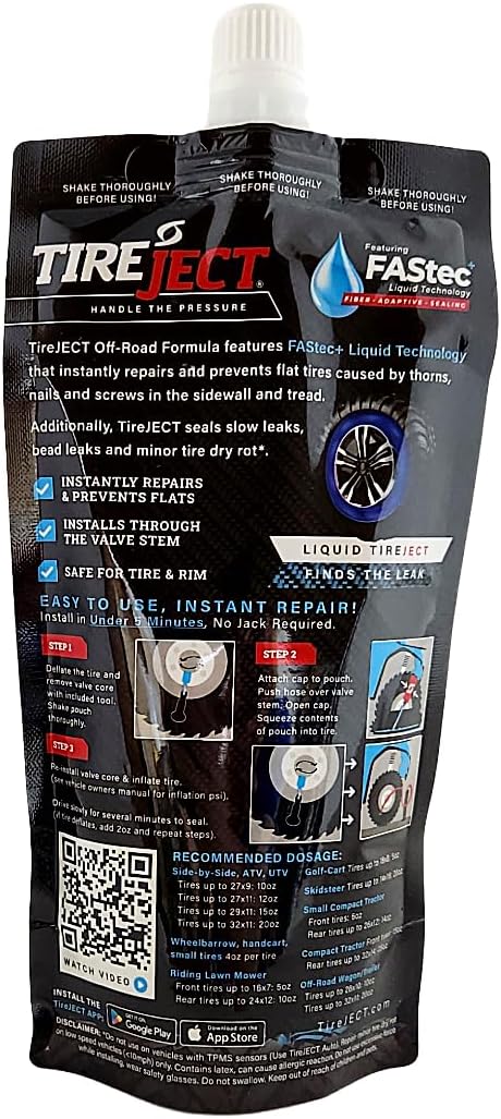 TireJect Off-Road Tire Sealant Kit - 5-in-1 Sealing - Fix and Prevent Flat Tires (10oz)