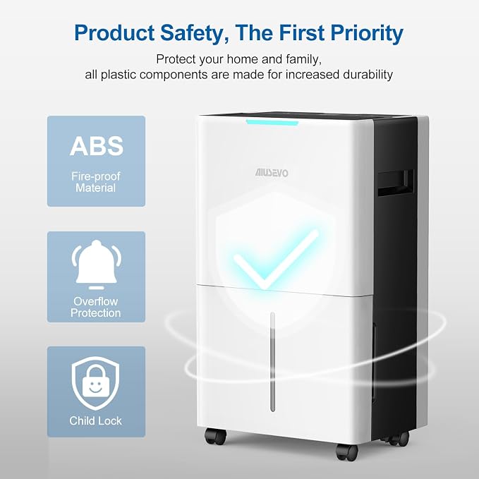 Aiusevo 21-Pint Dehumidifier for Home and Large Room up to 1500 Sq. Ft.,Dehumidifiers for Basement with Drain Hos Drain Hose, Auto Humidity Control, 3 Modes, 24-Hour Timer