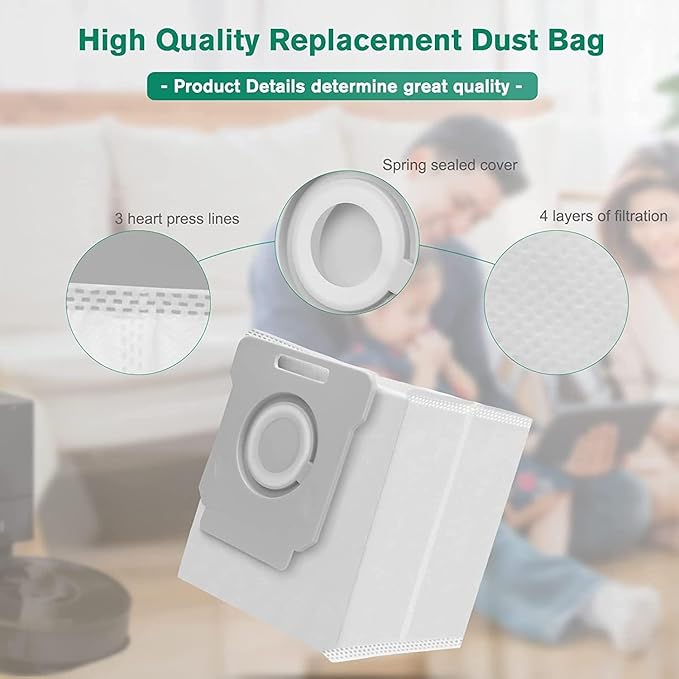 10 Pack New Dust Bags Replacement Parts Compatible with iRobot Roomba Combo j7+ j9+ Robot Vacuum & Mop Cleaner Accesories Dirt Garbage Collection Bag
