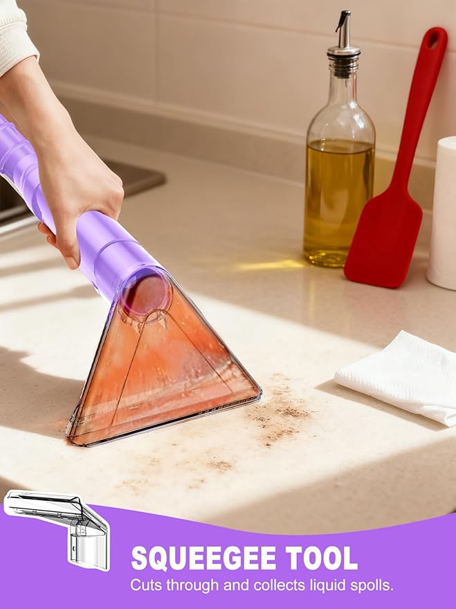 Portable Carpet & Upholestery Cleaner Machine for Pets, Spot, Stain, Couch Cleaner Machine with Powerful Suction and and Self Cleaning, Car/Auto Detailer, Lightweight Compact Design, Purple