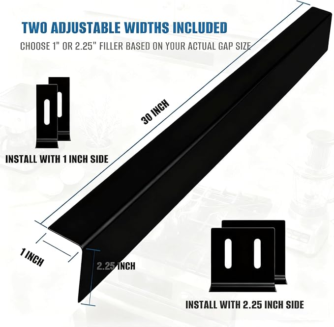 30" Slide-In Range Rear Filler Kit, Stainless Steel Stove Gap Filler Behind Range, 1" or 2.25" Adjustable Backguard Trim Kit, Easy to Install Backsplash Gap Cover Compatible with 30" Ranges, Black