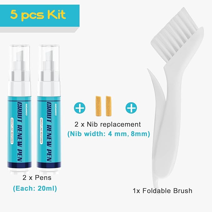 NADAMOO White Grout Renew Pen Kit & Tub and Tile Spray Paint White, 4 Cans