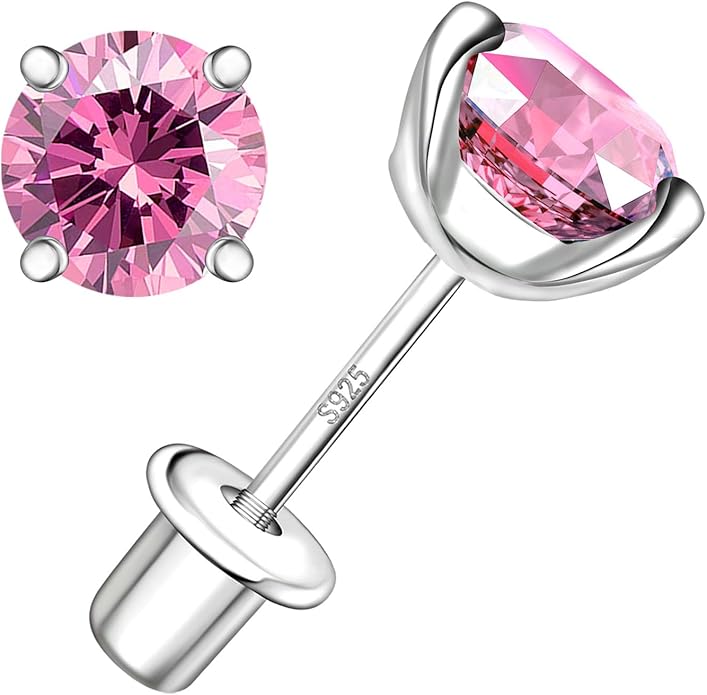 Moissanite Screw Back Earrings Studs - 0.2CT-4CT Moissanite Earrings for Women 925 Sterling Silver Piercing Real Colorful Moissan Hypoallergenic Jewelry Ear Stud Gifts