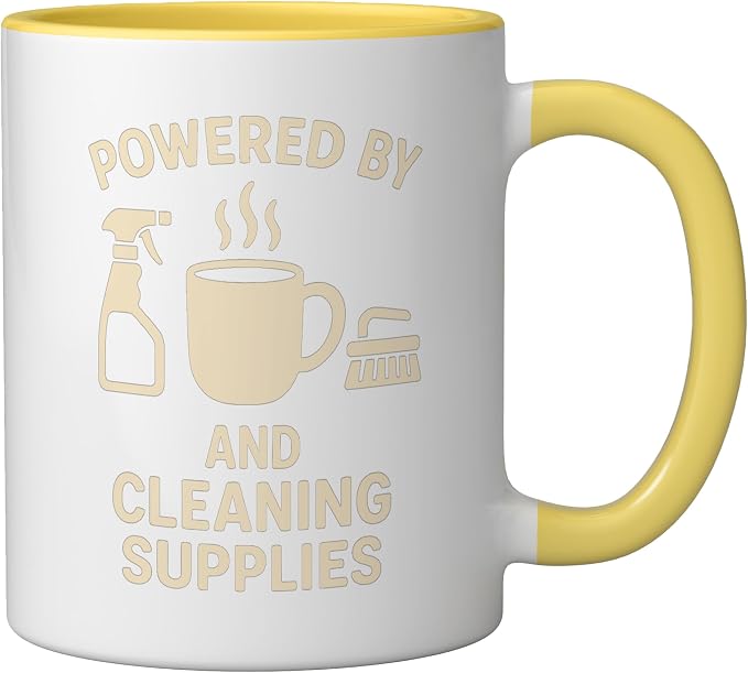 Coffee & Cleaning Supplies Daily Fuel Ceramic Mug, Yellow/White