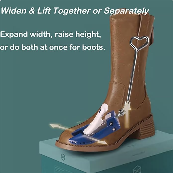 Boot Stretchers for Cowboy Boots, Shoe Stretchers for Men Thick Wide Feet (7-12.5), Adjustable Length & Width Shoe Trees (Blue)