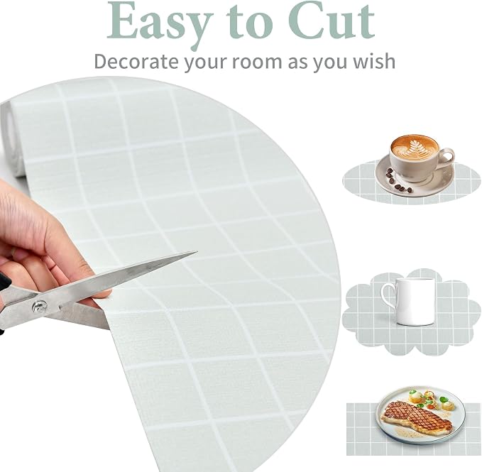 Drawer and Shelf Liner for Kitchen Cabinet: 17 in X 20 Ft Non Slip Waterproof Shelf Paper Non Adhesive Refrigerator Liners Light Gray Grid Easy Liners for Bathroom