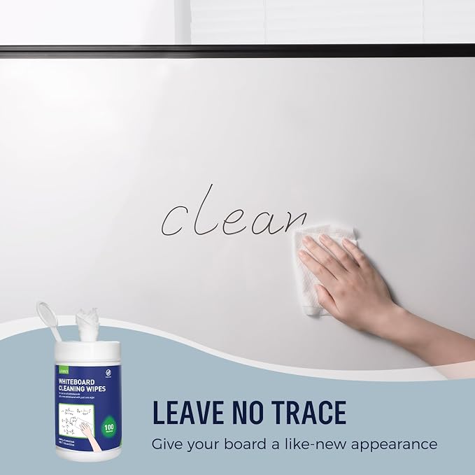 Loukin Whiteboard Cleaning Wipes, Dry Erase Board Cleaning Wipes, Non-toxic Whiteboard Wipes, 100 Wipes per Canister, 3 Pack
