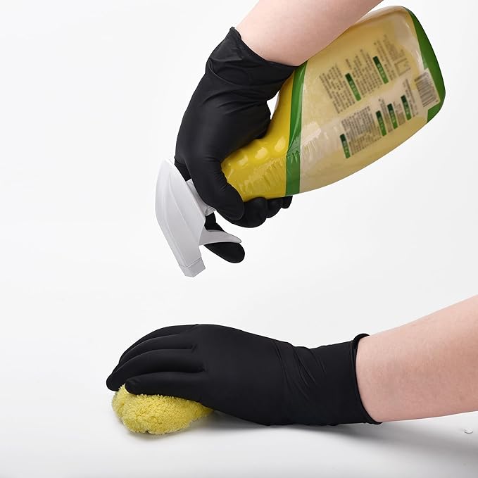 Schneider Black Nitrile Exam Gloves, 5 Mil Disposable Gloves, Latex Free & Powder Free, for Medical, Cleaning, Food Prep