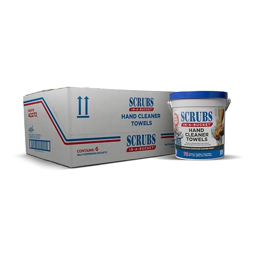 Scrubs, ITW42272CT, in-A-Bucket Hand Cleaner Towels, 6 / Carton, Blue