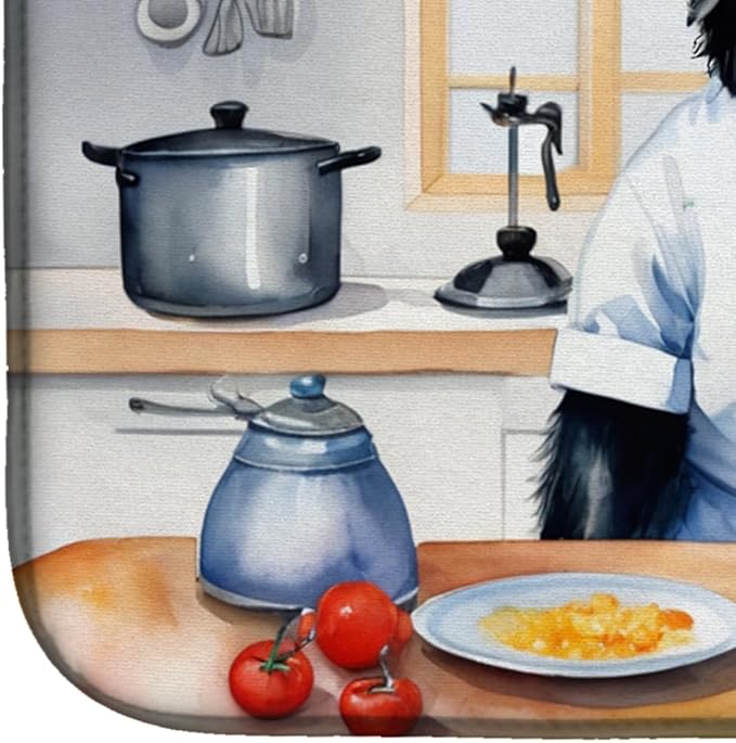 Caroline's Treasures DAC6249DDM Flat-Coated Retriever The Chef Dish Drying Mat Absorbent Dish Drying Mat Pad for Kitchen Counter Dish Drainer Mat for Countertop, 14 x 21", Multicolor