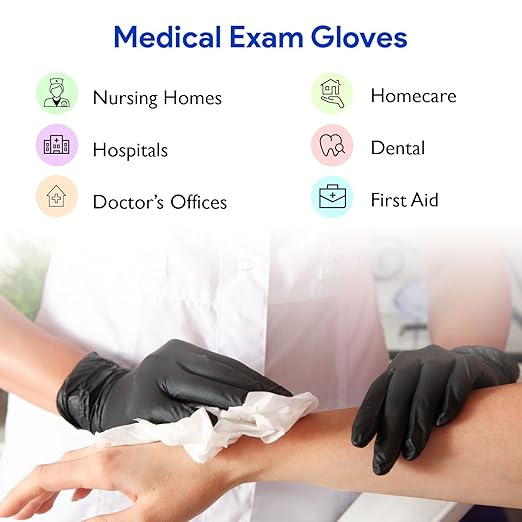 Disposable Black Nitrile Gloves X Small, 2,000 Count Case - Heavy Duty 4 Mil Thick - Powder Free, Rubber Latex Free, Medical Exam Grade, Cooking and Food Safe - Soft with Textured Tips