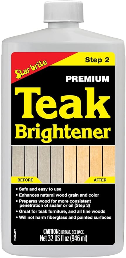 STAR BRITE Premium Golden Teak Oil - Sealer, Preserver & Finish for Outdoor Teak & Other Fine Woods - Step 3-16 OZ (085116PW) & Premium Teak Brightener - Step 2-32 OZ (081532)