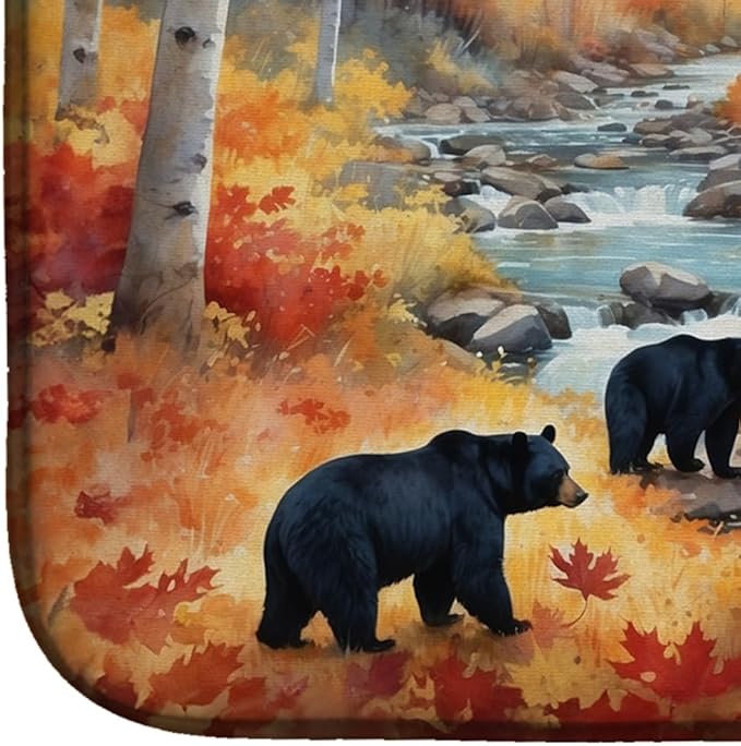 Caroline's Treasures Bears Autumn in the Woods Dish Drying Mat Absorbent Dish Drying Mat Pad for Kitchen Counter Dish Drainer Mat for Countertop, 14 x 21", Multicolor